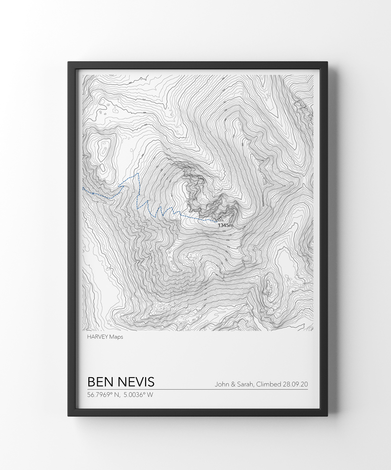 Contour Map Print Ben Nevis