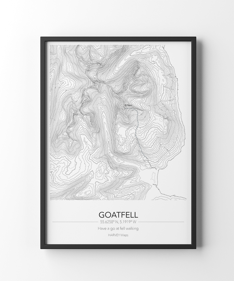 Contour Map Print Goatfell, Arran