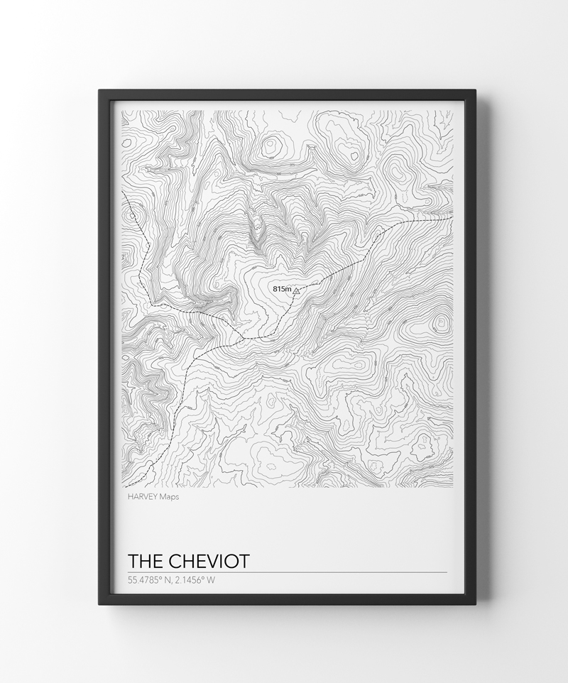 Contour Map Print The Cheviot